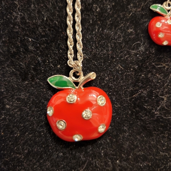 Jennie B. Red Apple Necklace and Earring Set - Picture 2 of 4